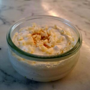 "Sans gluten" Semifreddo au chocolat blanc et mangue.